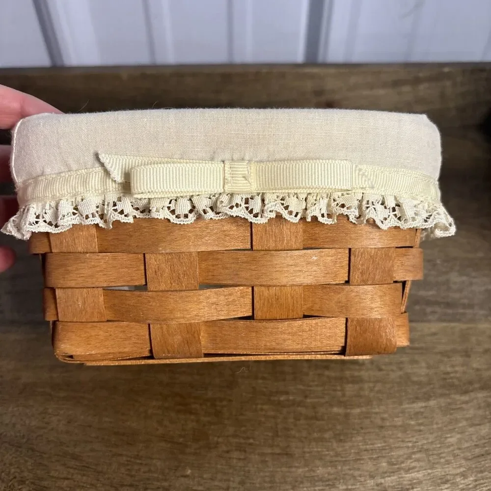 Vintage 1991 Small Longaberger Hanging Basket With Liner